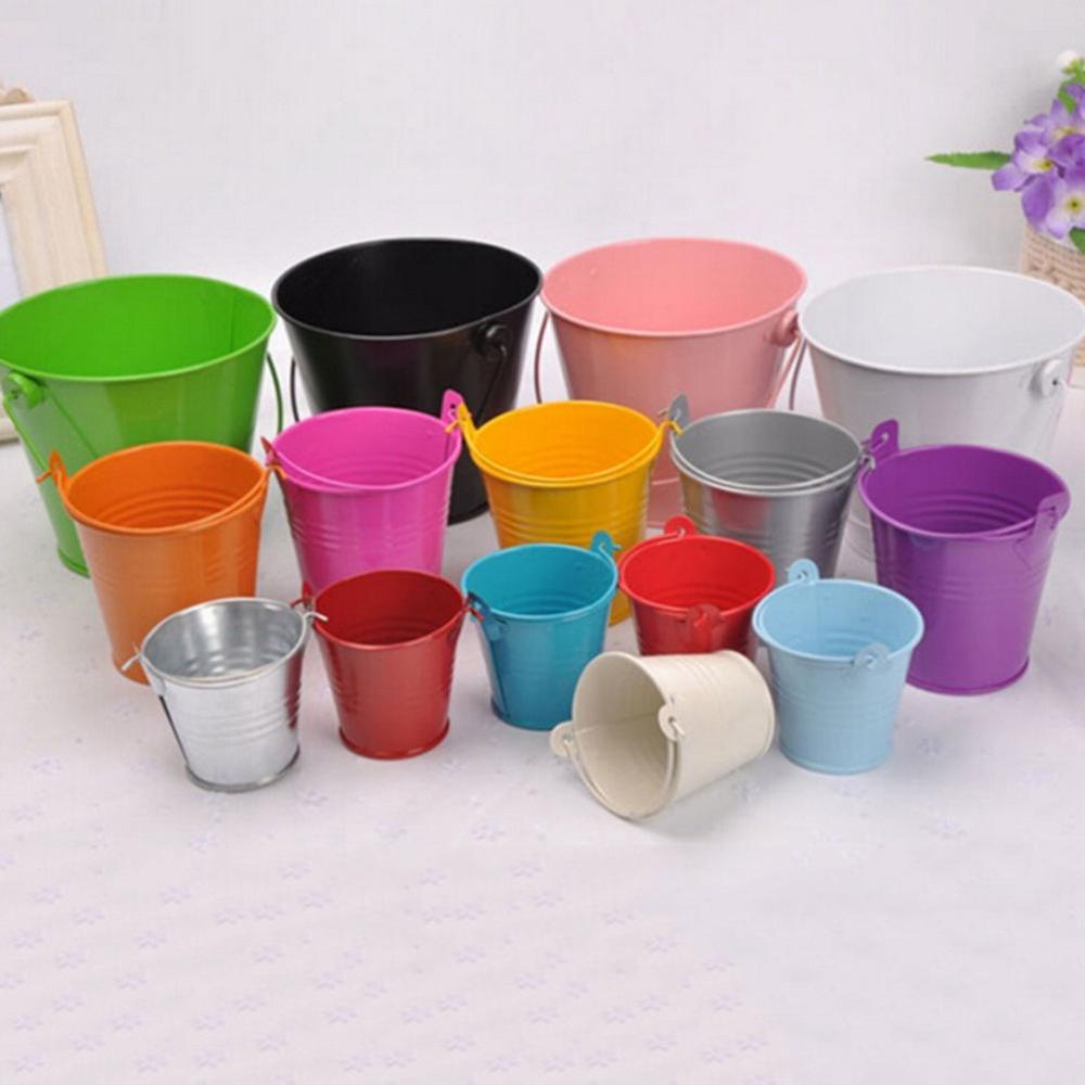 Värikäs mini metallinen ämpäri karkkia suosii laatikko ämpäri hääjuhlan sisustustarvikkeet tynnyri couleur barril de color: L