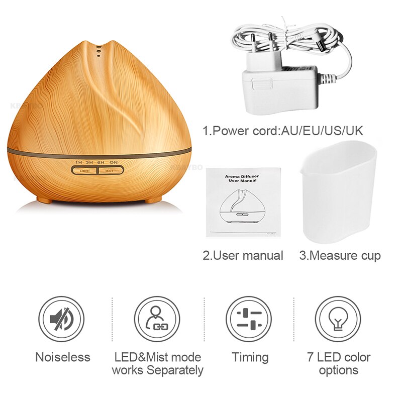 Holz Getreide 400ml Aroma essentiell Öl Diffusor Ultraschall- Luft Luftbefeuchter Luftreiniger mit LED Beleuchtung Pro Sekretariat Heimat Schlafzimmer