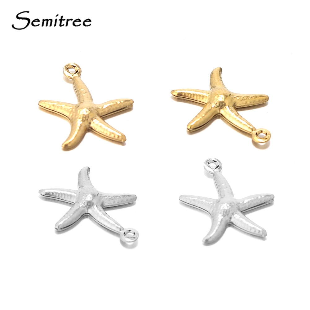 Semitree 20 stücke 15mm Edelstahl Gold Seestern Charme Anhänger Halskette Erkenntnisse Armbinde Charme, sterben DIY Schmuck Zubehör