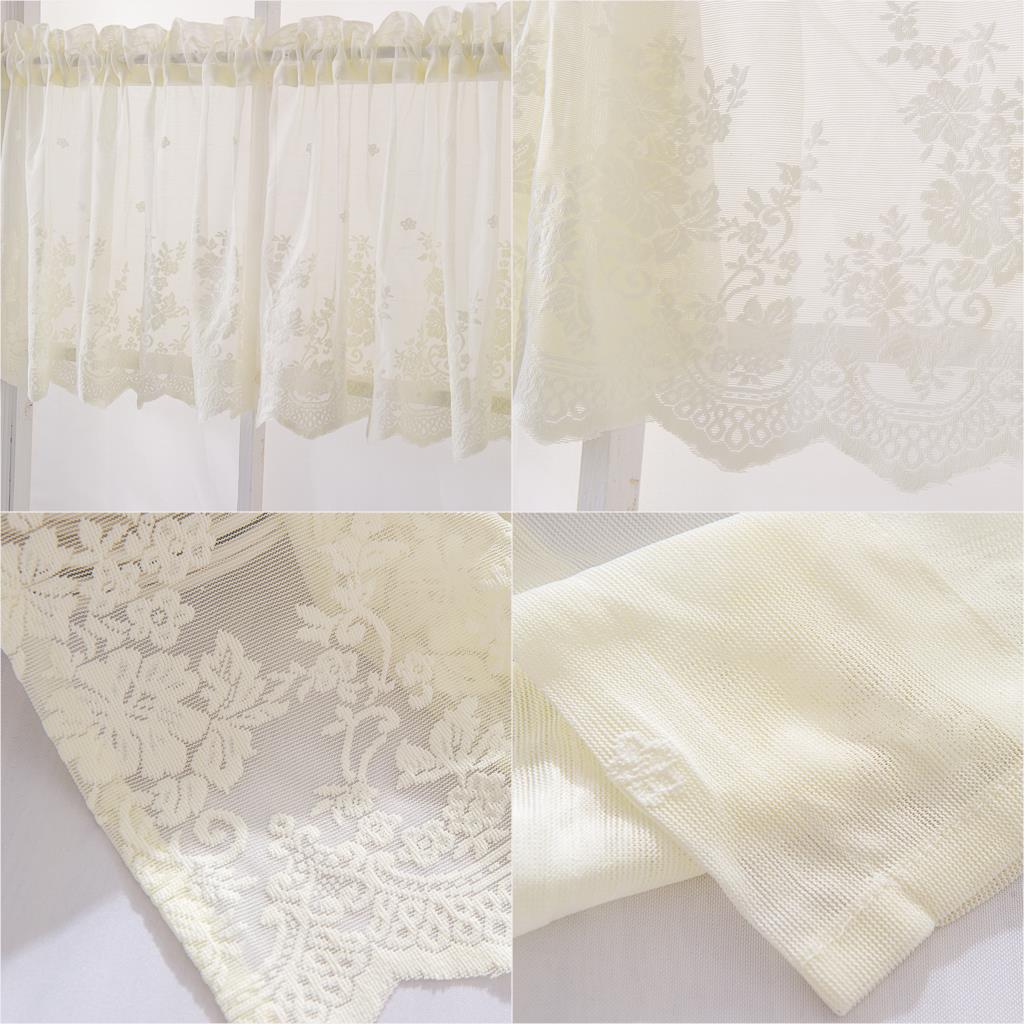 Moderne dentelle Jacquard fenêtre rideau cantonnière dentelle ourlet café court rideau pour armoires de cuisine porte chambre décor à la maison