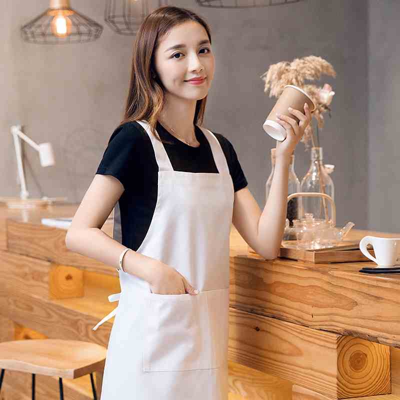 White apron wrapped apron cooking kitchen cotton apron women