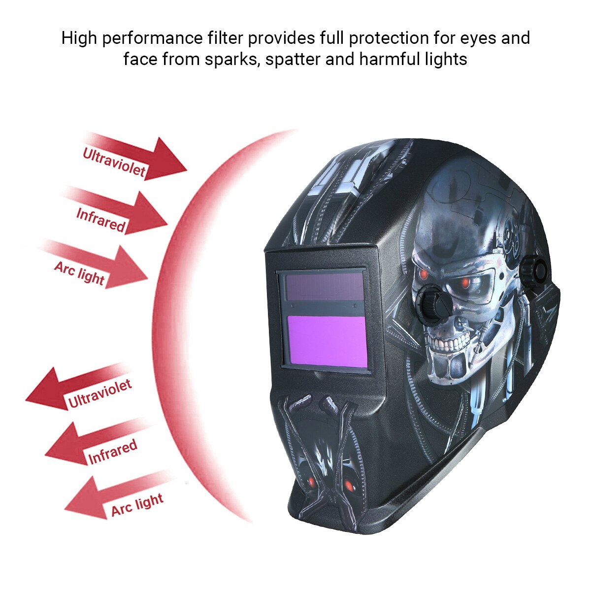 Welding Helmet Solar Powered Auto-Darkening Protective Helmet Welding Mask Shield with Variable Shade Grind Mode