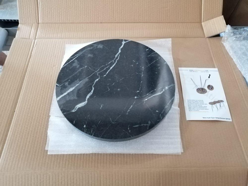 Alle Heimat Verschachtelung Tabelle Metall Bein 3-Stück Service Tisch Schwarz Marmor aufbringen