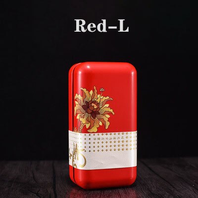 Mini Portable Universal Tea Square Can Storage Tinplate Box Packaging Jar: Red-L