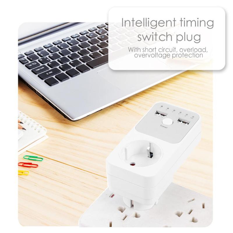 5V2A Dual USB EU enchufe temporizador interruptor temporizador cuenta atrás salida controlador para iPhone 7X8 para iPad, MP3, MP4