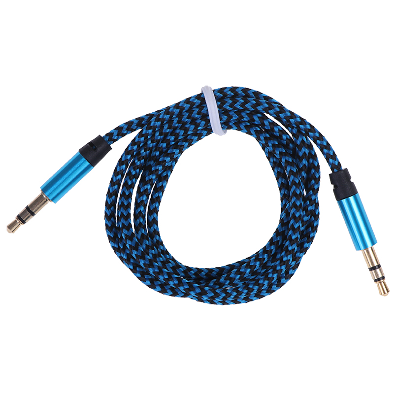1m Aux Cable Male to Male Cloth Audio Aux Cable Gold Plug Car Aux Cord Nylon Jack Audio Cable 3.5 mm to 3.5mm: Blue