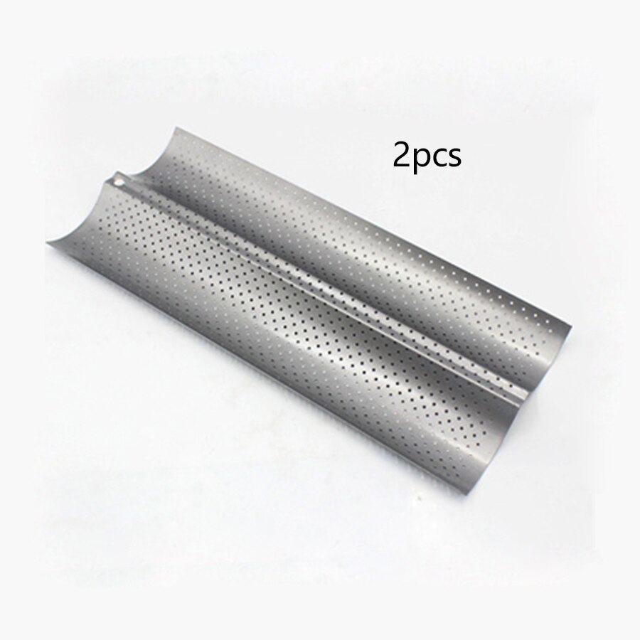 2/3/4pcs Non-Stick Bread Pans Baking utensils Tray Pastry Tools Loaf Baguette Mold Loaves Baking Tray Baguette Pan Bakeware: Silver-2