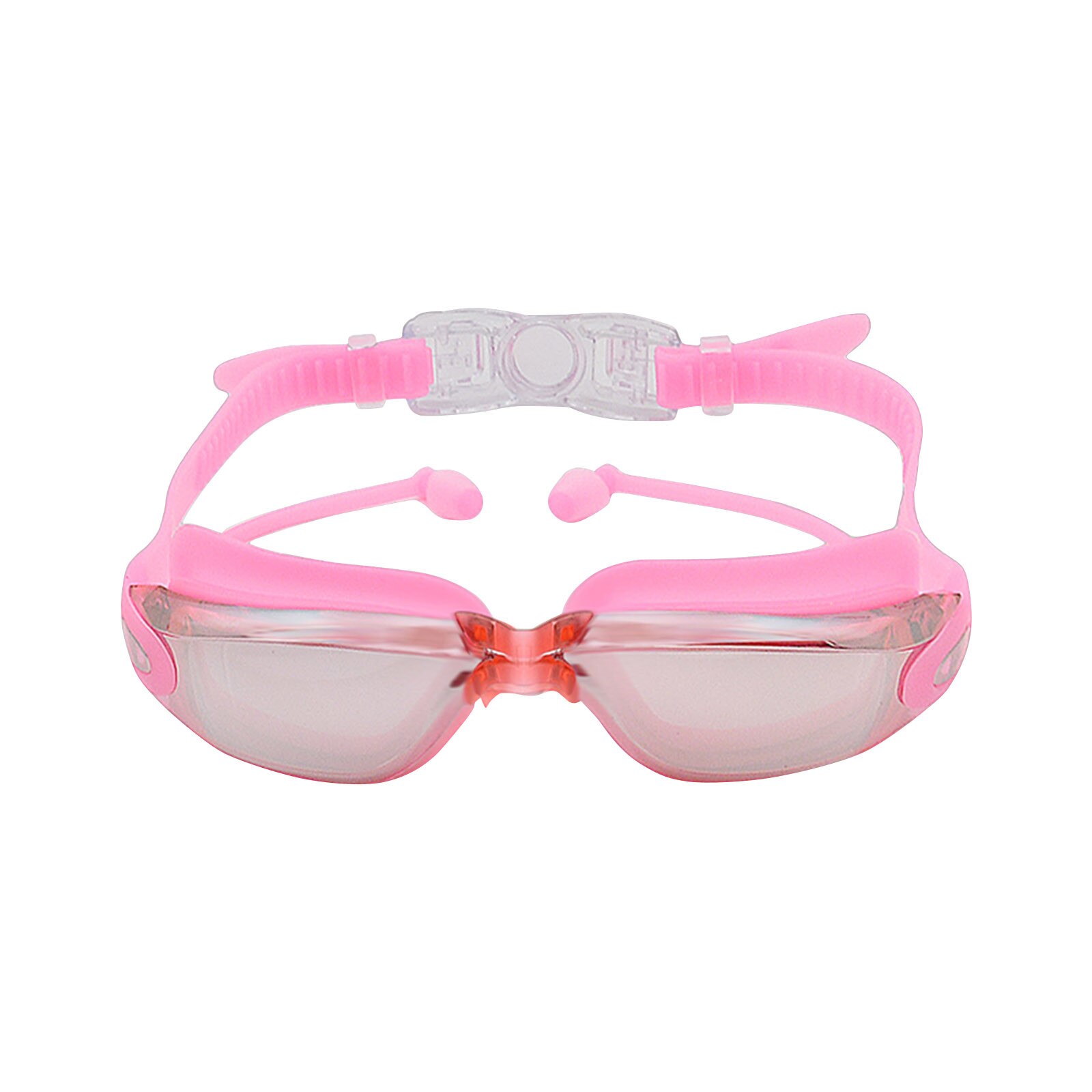 2 In 1 Volwassen Hd Waterdicht En Anti-Fog Siliconen Zwembril Met Oordopjes Anti-Vertigo Duiken Bril voor Beginners: PK