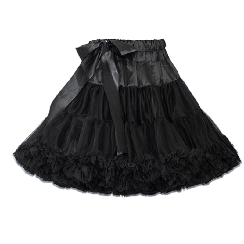 Women's Crinoline Petticoat Tutu Skirt Soft Fluffy Ball Gown Half Slips 15.75 Inch Underskirt for Wedding Bridal Dress: Black
