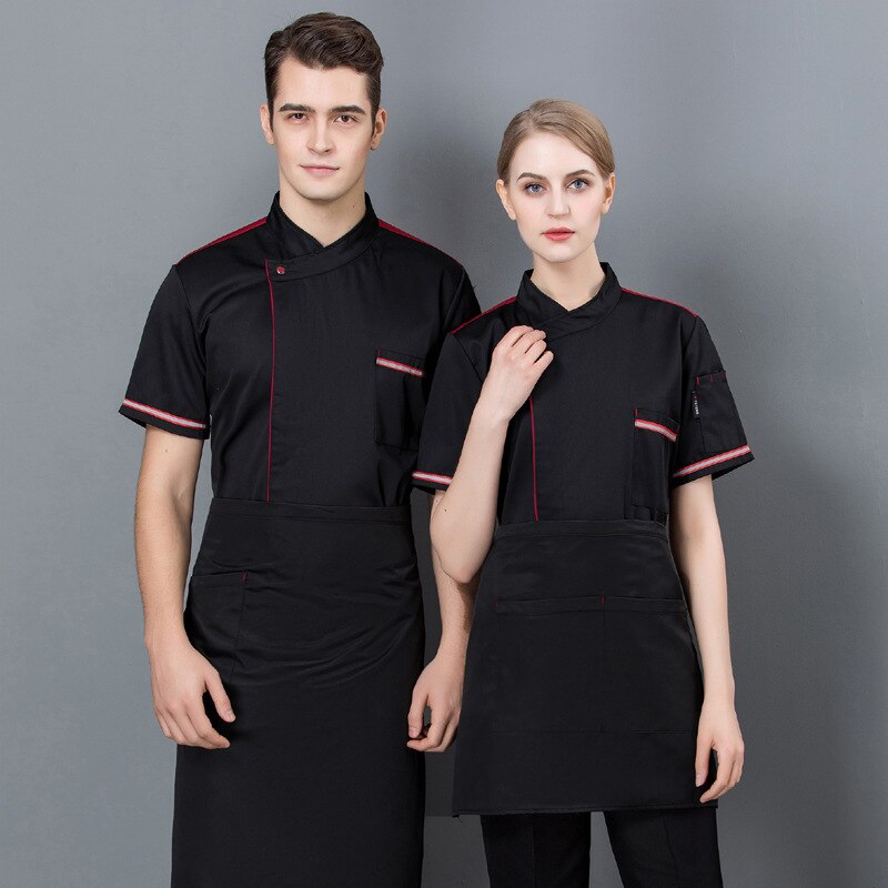 Kjøkken kokk uniform kortermet restaurant kokkens halverme verktøy uniform hvit kjøkkenklær om sommeren