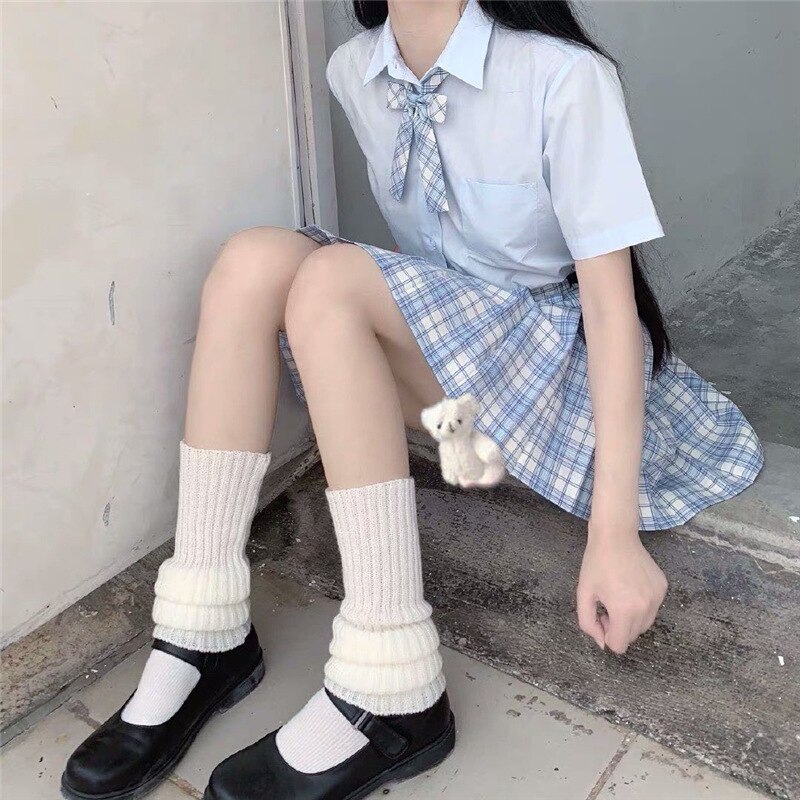 Leg Warmers Ankle Warmer Calf Socks Lolita Warmer Women Long Woman Winter Boot Cuff Socks Knee high boots: white