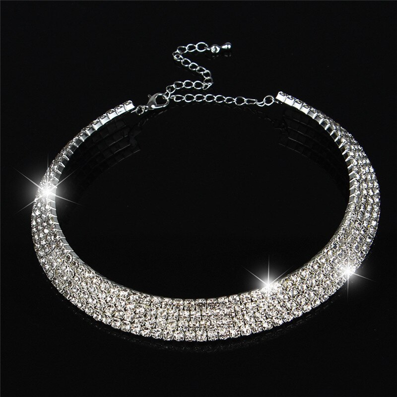 Mode Vrouwen Draaimomenten Crystal Rhinestone Kraag Ketting Choker Kettingen Bruiloft Verjaardag Sieraden 450137