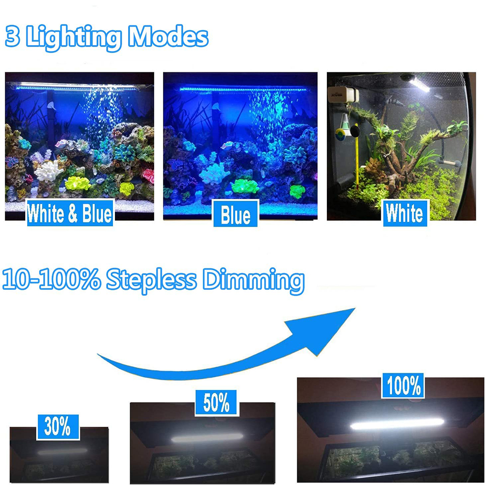 Aquarium Light Fish Tank 3 Light Modes Dimmable with Timer Auto On/Off For Aquarium Led Light Submersible Fish Tank Light D30