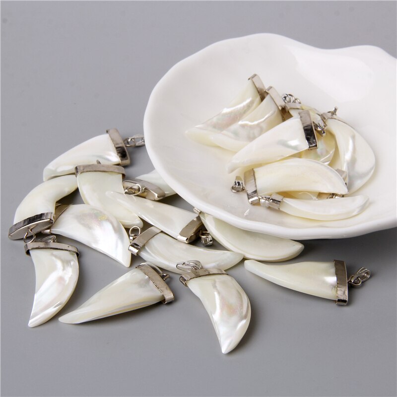 Natuurlijke witte hoorns tandvorm schelp hangers charme voor ketting accessoires sieraden maken diy ketting mooi accessoire