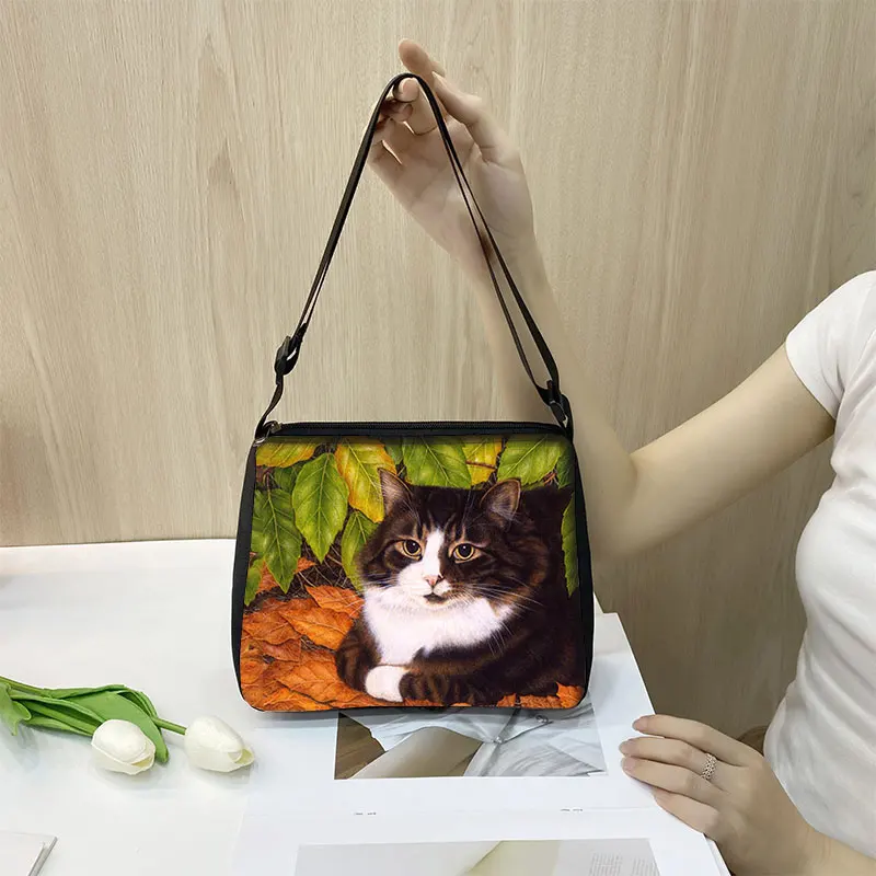Bolso de mano con dibujo de gato para mujer, bolsa con estampado de Gatito Travieso, longitud ajustable, de almacenamiento, ideal para