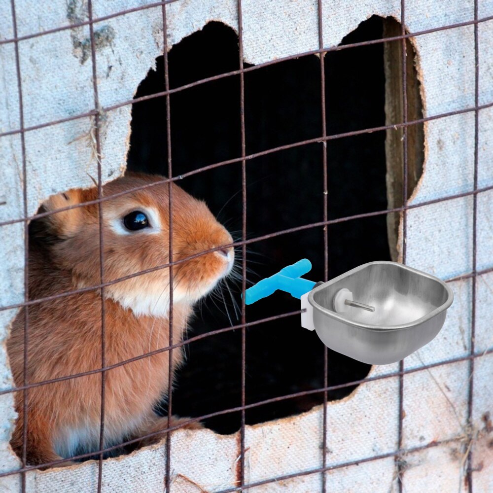 5pcs Poultry Water Container Rabbit Water Bowl Stainless Steel Water Dispenser