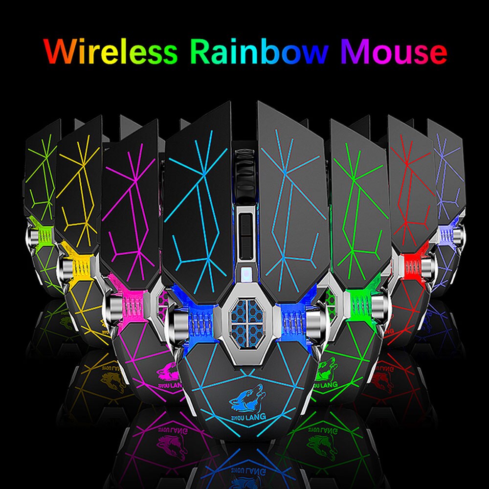 1pc Wireless Mouse 2400 PDI Bluetooth Mouse 6Buttons USB Receiver Rechargeable Silent Gaming Mouse for PC Laptop