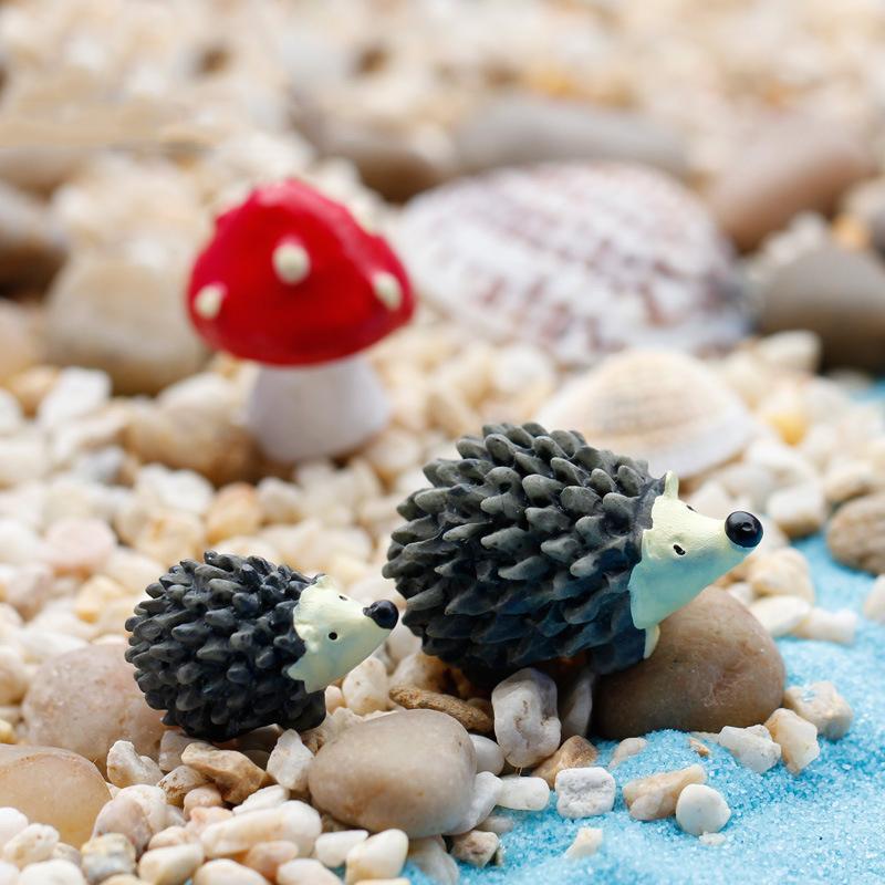 3pcs/set DIY Garden Decor Mini Resin Craft Hedgehog Mushroom Micro Landscape Bonsai Plant Ornament Set