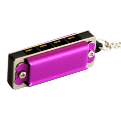 Mini colgante de Harmonia de 8 tonos y 4 agujeros para niños, armónica pequeña, canciones removibles, instrumentos musicales para niños, colgante para de vacaciones para estudiantes: Morado