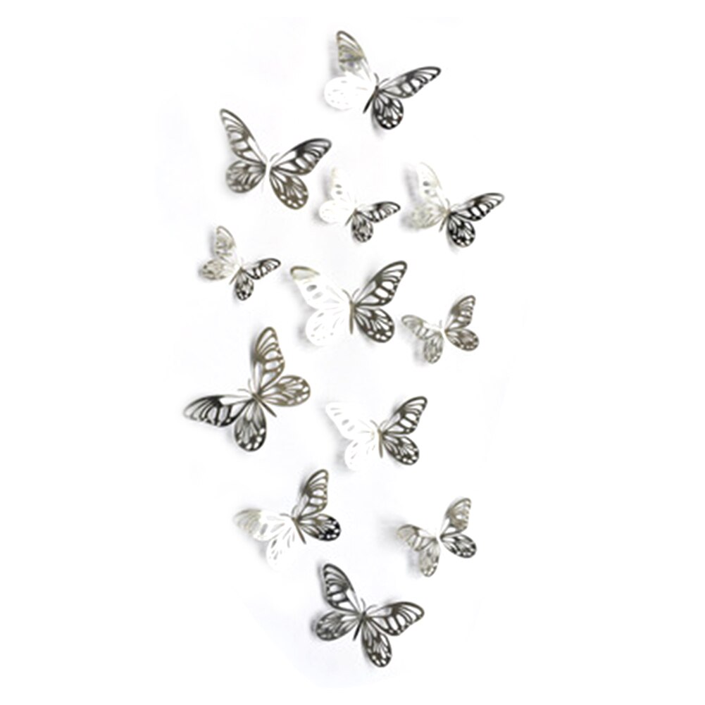 3D Butterfly Wall Stickers Decals DIY Metallic Art Decorations Room Home Nursery Classroom Offices Background Wallpaper: 2