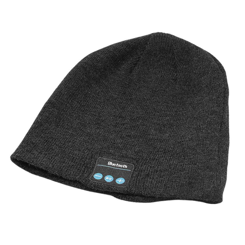 Vinter bluetooth beanie hat headset trådløs hovedtelefon beanie højttalertelefon hætte: Sort