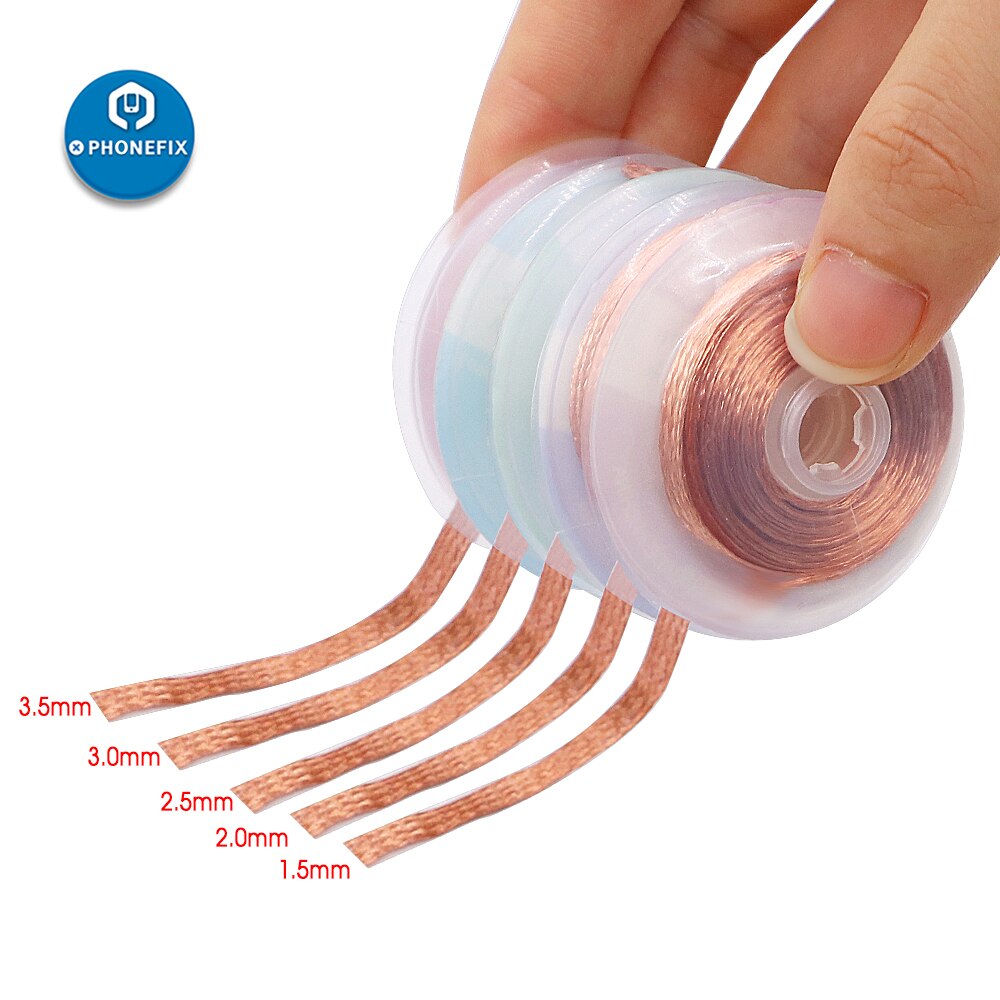 1PC 1.5mm 2mm 3mm 3.5mm1.5M Welding Wires Desoldering Braid Welding Solder Remover Wick Wire Lead Cord Flux BGA Repair Tool