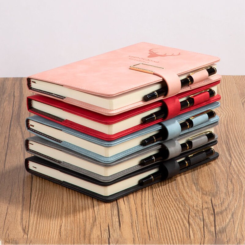 200 Pages A5 Notebook Business Office Work Planner Leather Notepad School Office Stationery