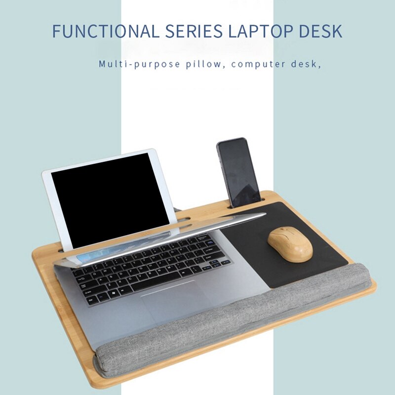 Bamboe Knie Tafel, Dual-Purpose Grote Laptop Tafel, geschikt Voor 17 Inch (Ongeveer 43.2 Cm), Laptop Lade