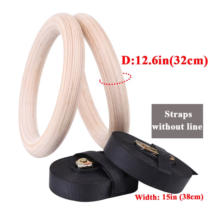 Madera anillo de madera de 32Mm gimnasia Crossfit gimnasio anillo ajustable correas hebillas casa Fitness entrenamiento de fuerza equipo: Rojo