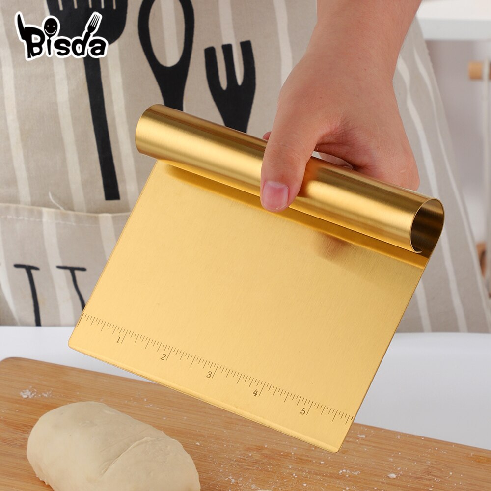 Cortador de masa de acero inoxidable, espátulas de pastelería, utensilios de cocina para cortar pasteles, pan dorado, Pizza, 1/2 Uds.