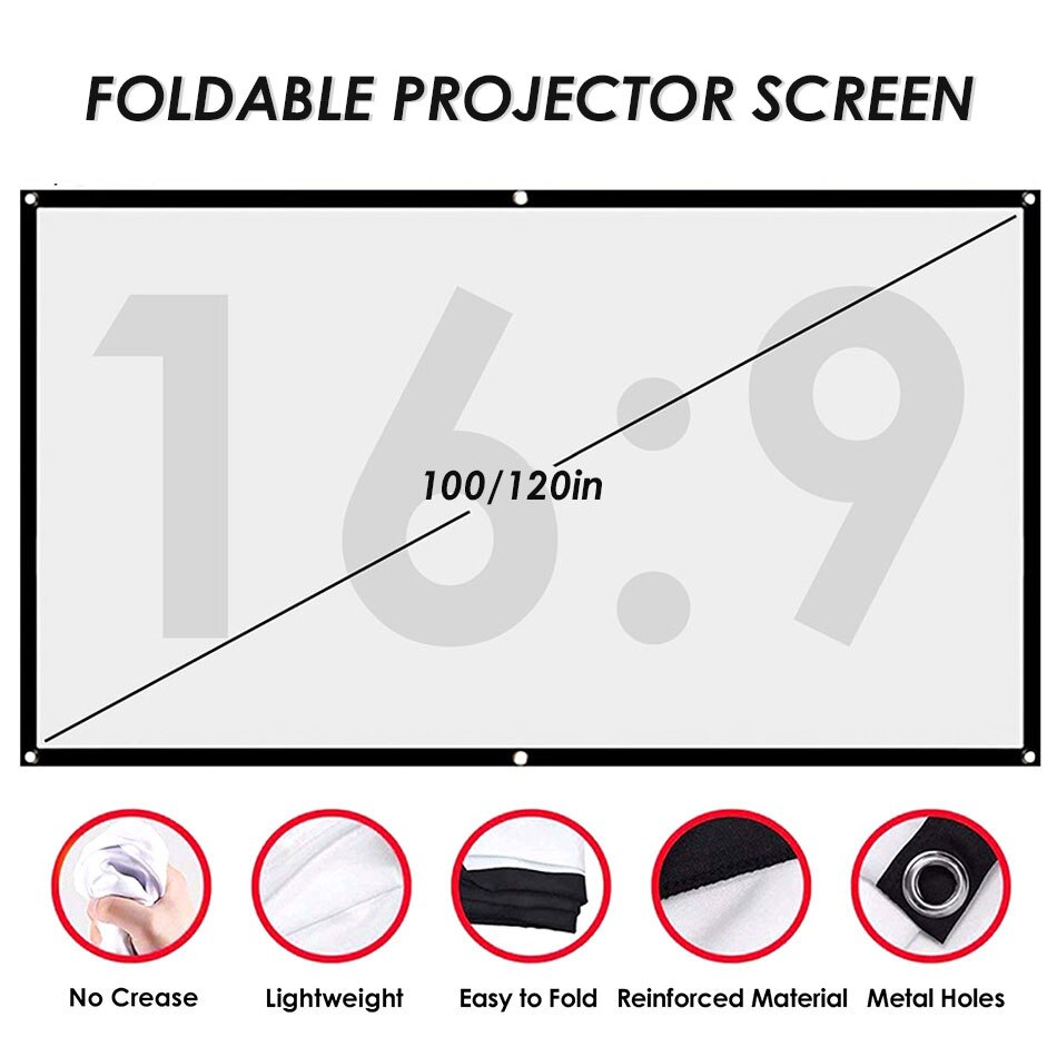 Mini proyector A2000 portátil y pantalla plegable para proyector, 320x240p, compatible con tarjeta Micro SD HDMI de 1080P con pantalla de 100/120 pulgadas