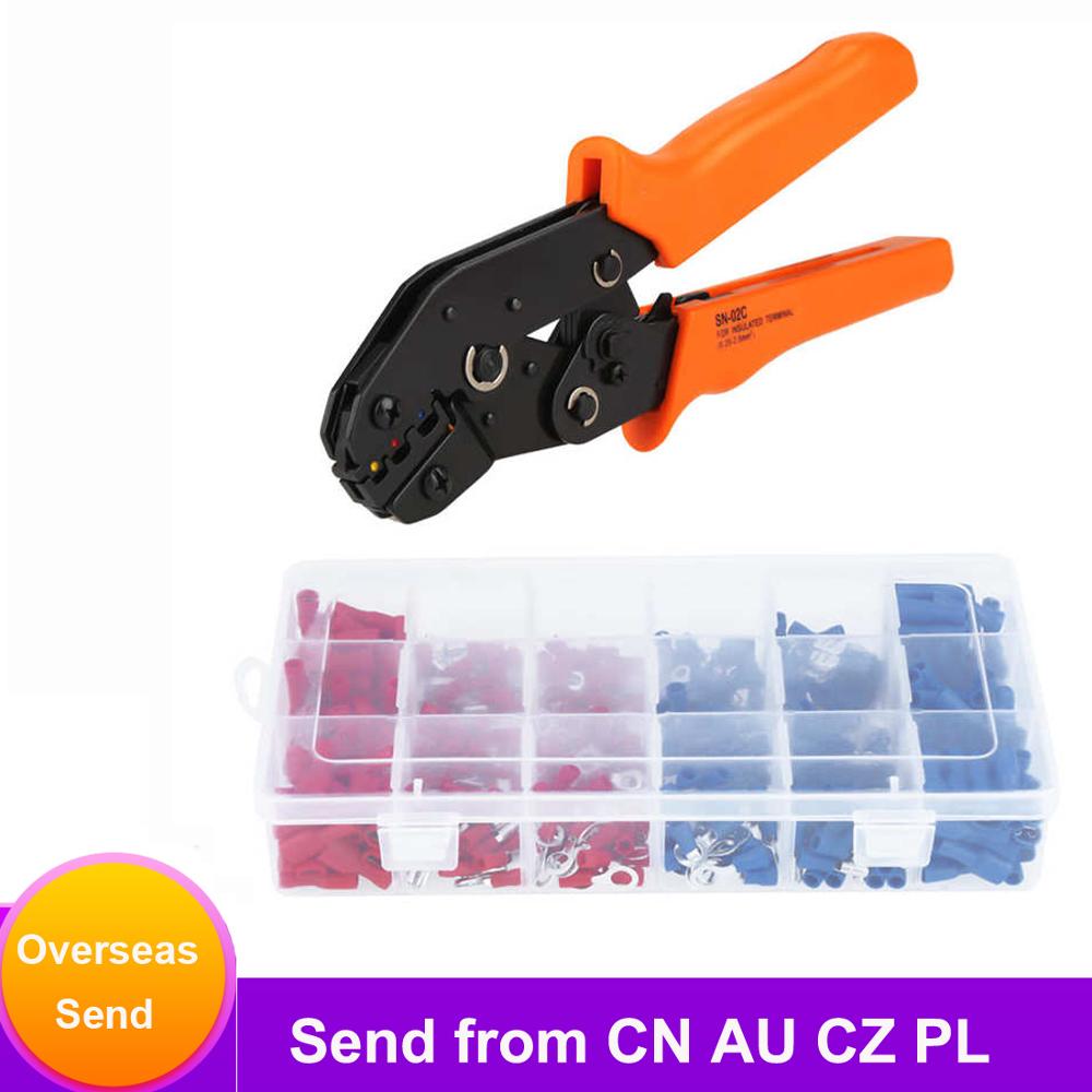 Adjustable Cable Wire Ratchet Crimper Plier Crimping Tools with 450 pcs Electrical Terminal Connectors