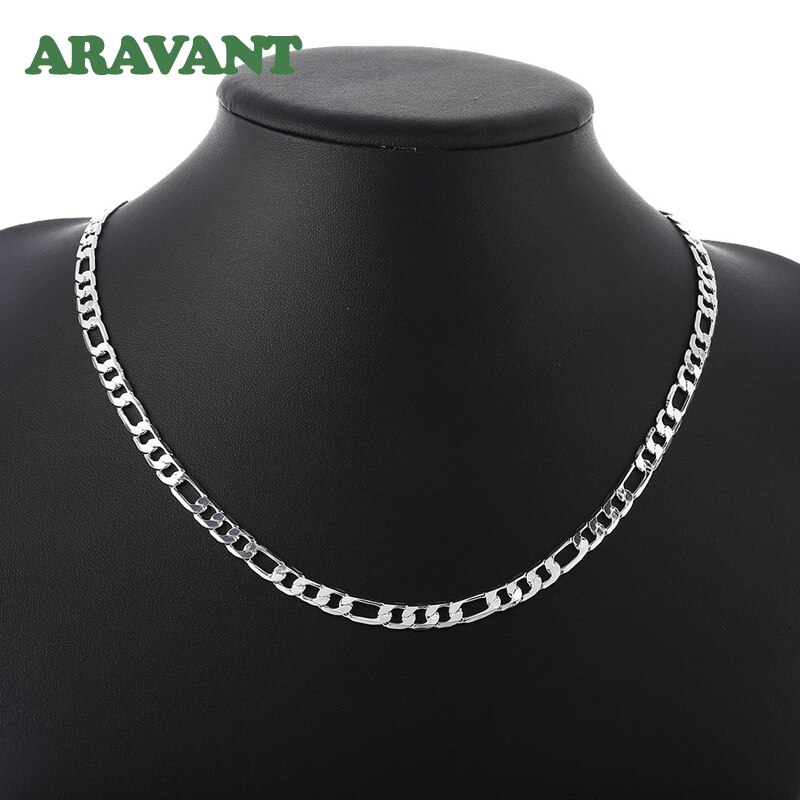 Silver 925 Jewelry Curb Link Necklace Chains For Men Female Accessories Wide 4mm 6mm 8mm