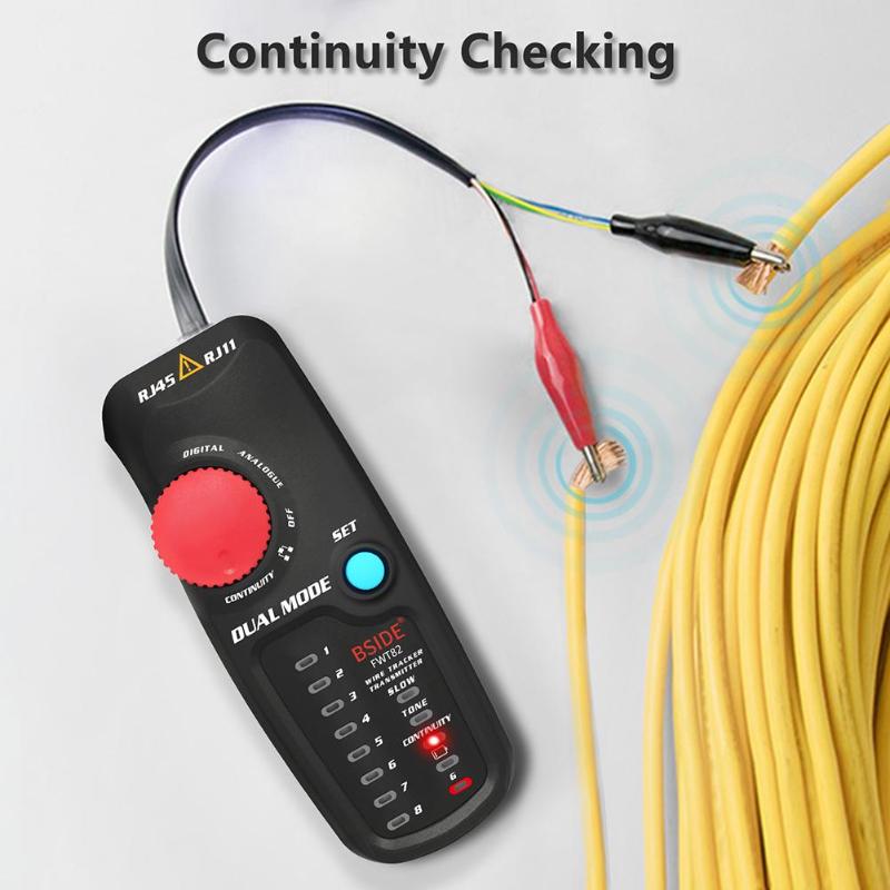 Fwt 82 dual mode nettverkskabel tracker ethernet lan line tracker analysator detektor wire toner  rj45 rj11 line finder
