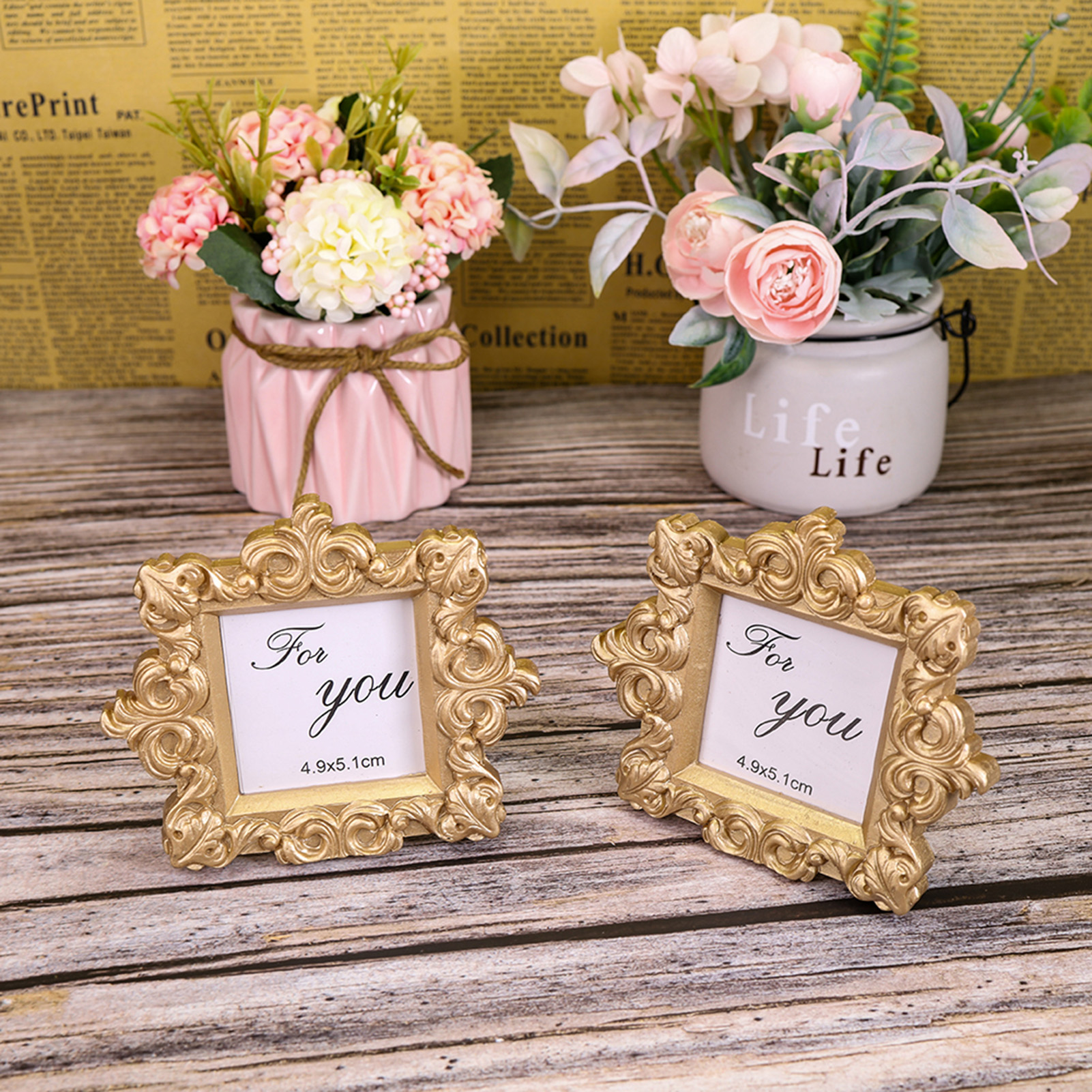 Marco de fotos de estilo barroco, marco de fotos Vintage para pared de mesa, decorativo para boda
