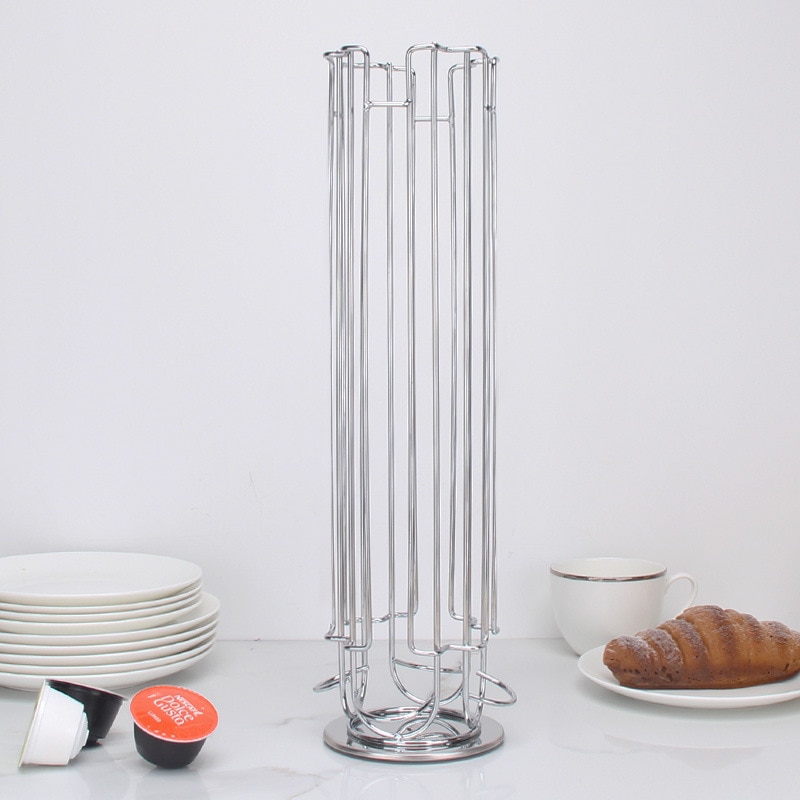 Plating Display Capsule Rack Rotatable Coffee Pod Holder Stand Storage Shelves For 24 Dolce Gusto Capsule Kitchen Accessories