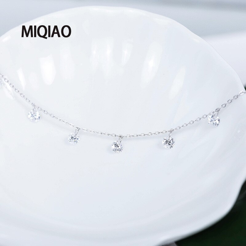 MIQIAO Armbinde Auf sterben Bein Weibliche 925 Sterling Silber Fußkettchen Frauen Schmuck Lange Zehe Kette Diamant Zirkon Fuß Ornament