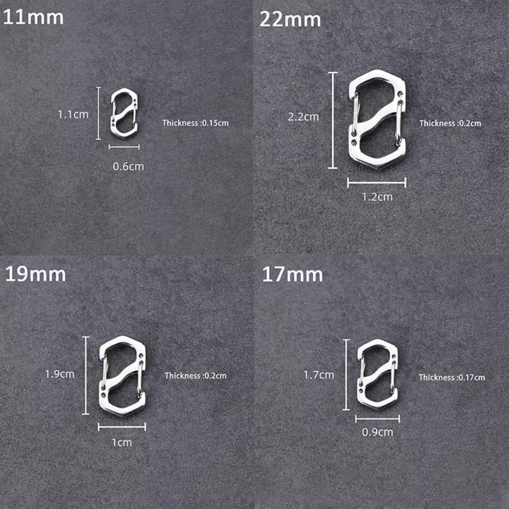 Mosquetón tipo S de acero inoxidable con hebilla para mochila, Mini mochilas para exteriores, gancho para equipaje, herramienta de bloqueo de llave antirrobo, 10 Uds.