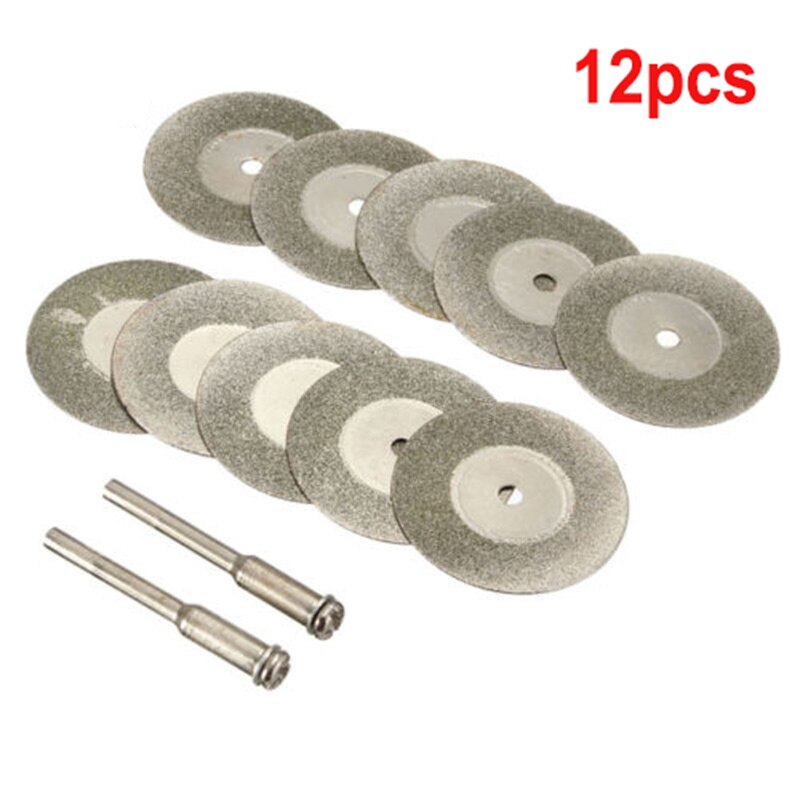 12pcs/set Fine Cutting Discs Connecting Shanks Kit Flooring Tiles Glass Ceramic Stones Surfaces Power Cutter Tools