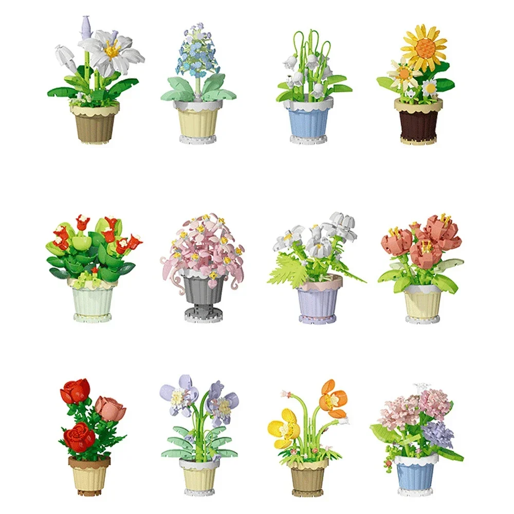 Mini Daisy Flower with Pot Micro Building Block Toy Intricate Floral Details Multiple Styles Available for Home and Office Décor