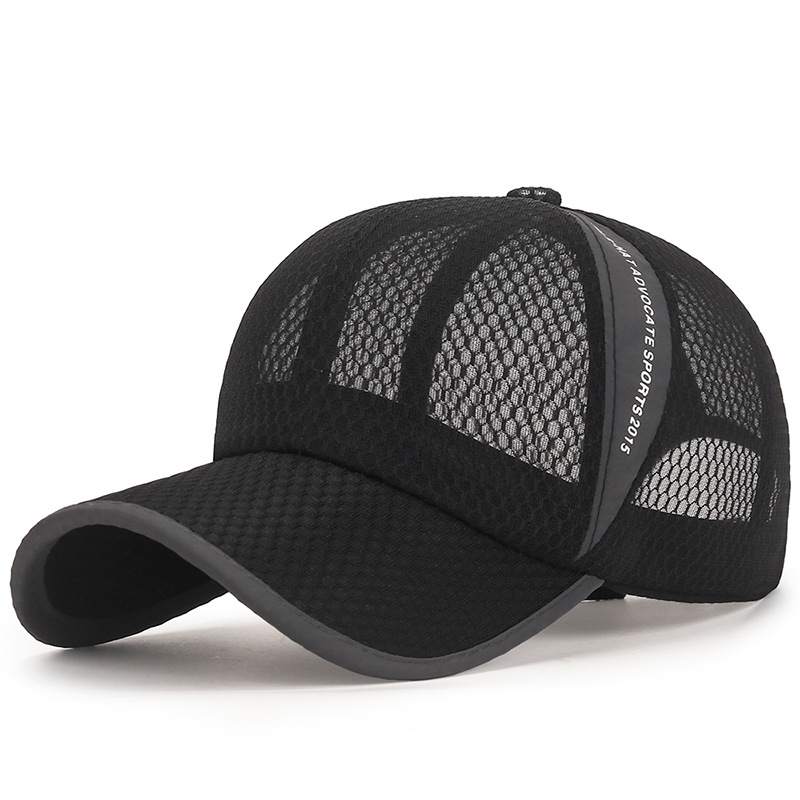 2022 neue männer Mesh Baseball Cap Atmungsaktiv Sommer Caps Papa Hut Outdoor Angeln Hüte Knochen Gorras Hysterese Trucker Cap: Black