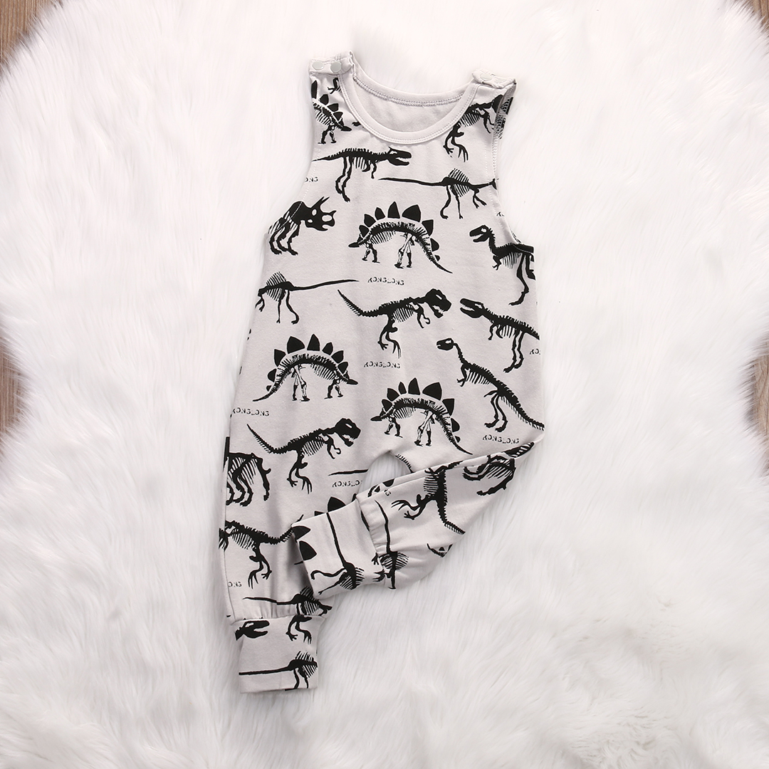 Sleeveless Dinosaurs Print Baby Rompers For Boy,Kids Cotton Jumpsuits Summer