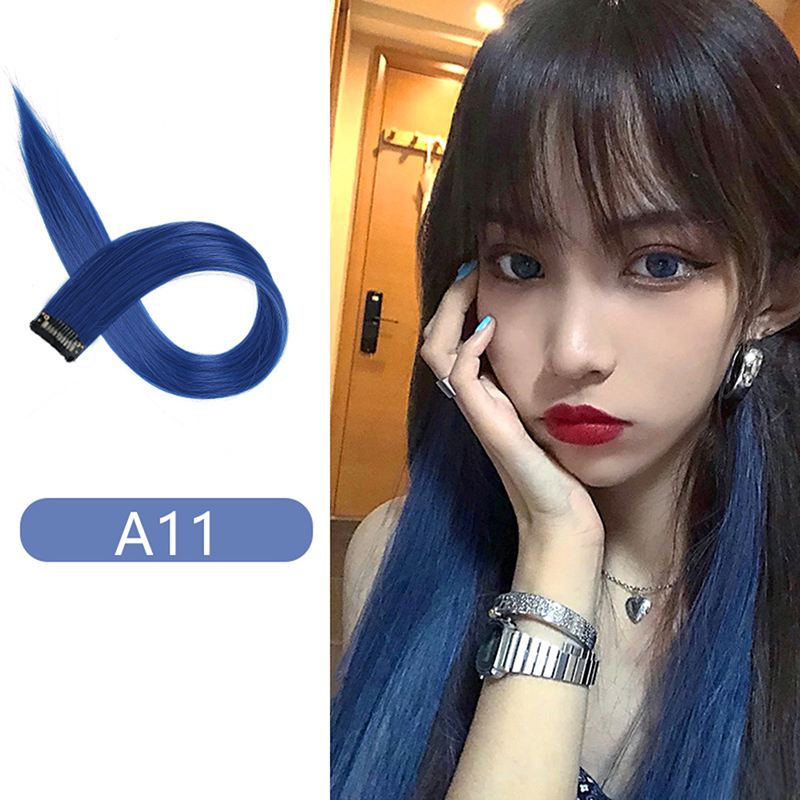 Clipe De Extensão Do Cabelo No Hairpiece, Long Straight Hanging Ear Wig, Extensões Sintéticas Acessórios, 60cm: Verde