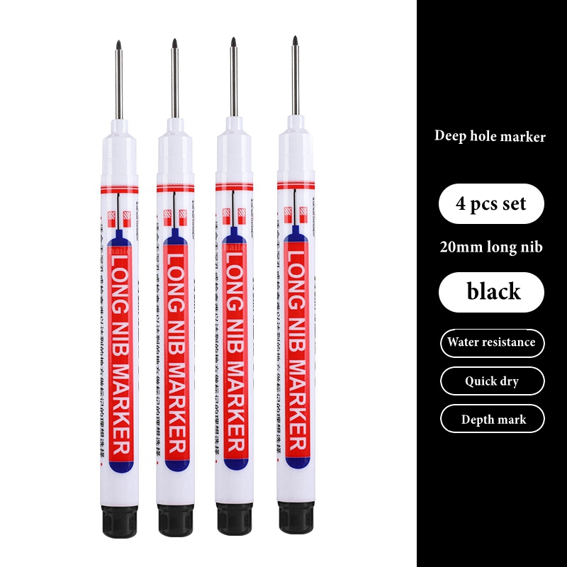 Haile Deep Hole Long Nib Multi-Purpose Marker Pens Waterproof Mechanical Carpentry Bathroom Woodworking Construction Marking Pen: Navy Blue