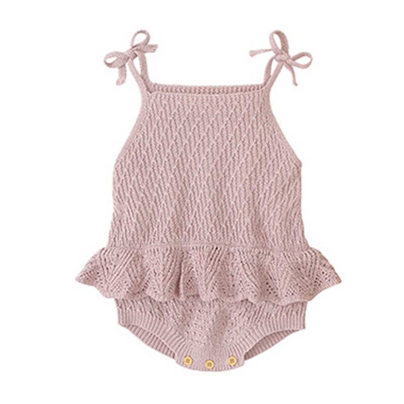 Humor Beer Baby Kleding Lente Herfst Baby Baby Meisje Breien Jumpsuit Solid Trui Romper Sling Mouwloze Outfit: BN1532 pink / 18m