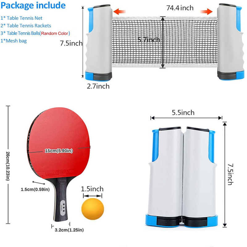 Competition table tennis racket set portable table tennis racket telescopic rack set 3 table tennis