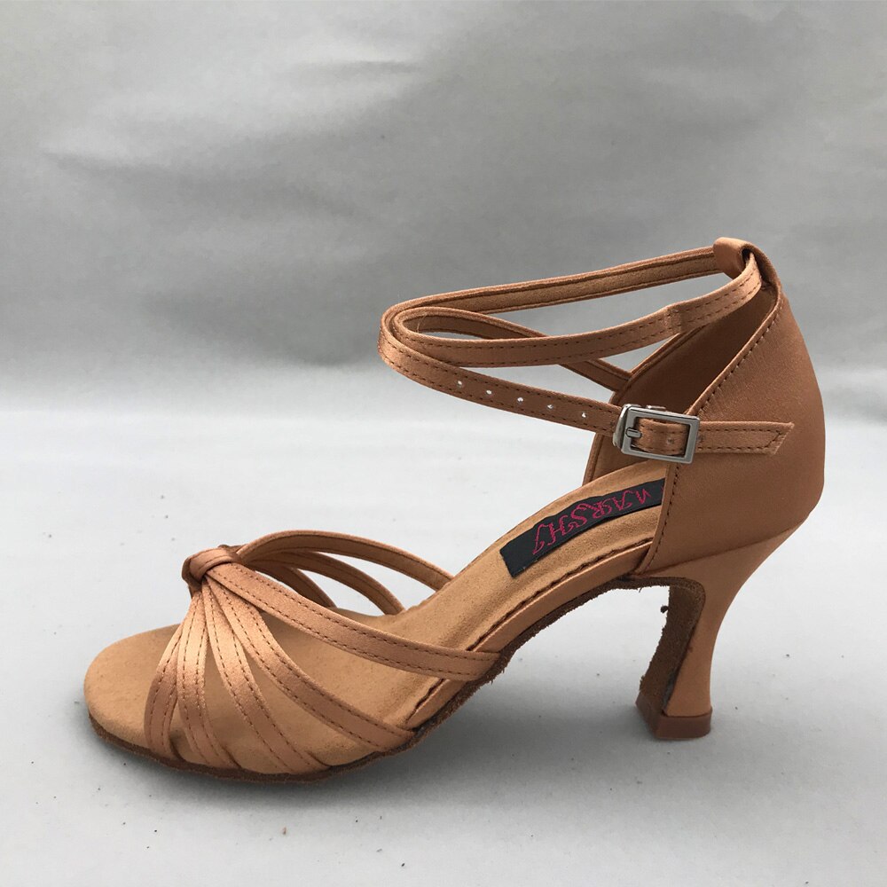 Latin dansesko til kvinder salsa sko øve sko behagelige sko  ms6257br 7.5cm hæl høj hæl lav hæl