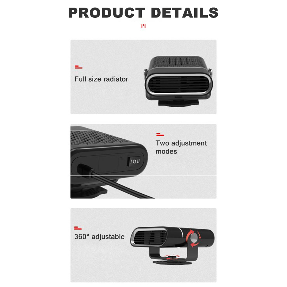 Car Heater 12/24V 150W Universal Automobile Windshield Defogger Defroster 360 Rotatable Vehicle Windscreen Demister for Winter