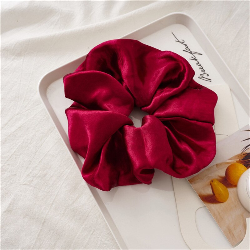 Cintas para el pelo de gran tamaño para mujer, Scrunchies de seda satinada lisa, bandas de goma para el cabello bandas elásticas para pelo, accesorios, coletero: 7