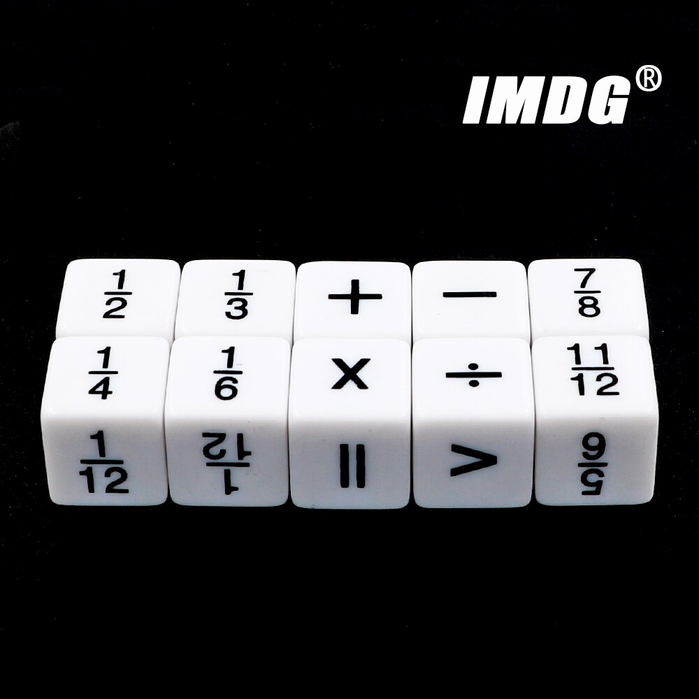 Herramienta de enseñanza auxiliar, símbolo de dados de fracción acrílica, agregar restar, multiplicar, dividir, aritmética, cubo matemático, 10 unids/paquete